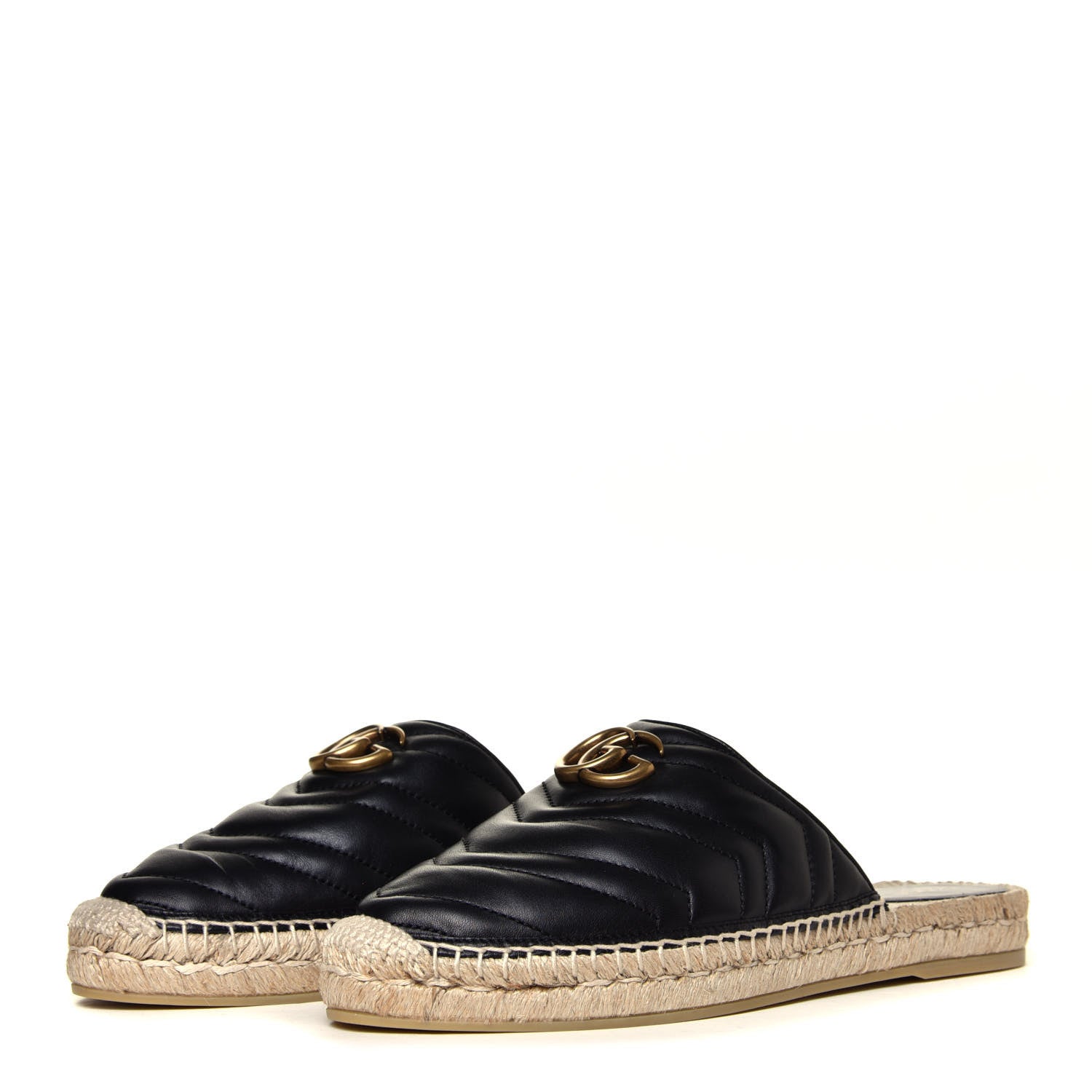 Gucci Nappa Matelasse GG Marmont Espadrille Slippers 41 Black 5 of 12