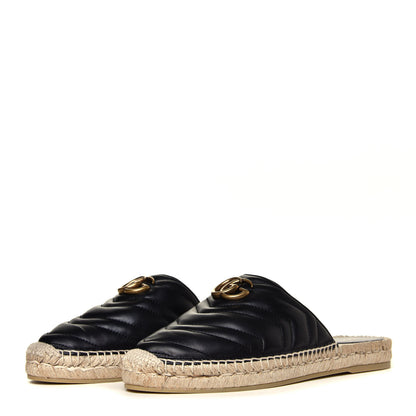 Gucci Nappa Matelasse GG Marmont Espadrille Slippers 41 Black 5 of 12