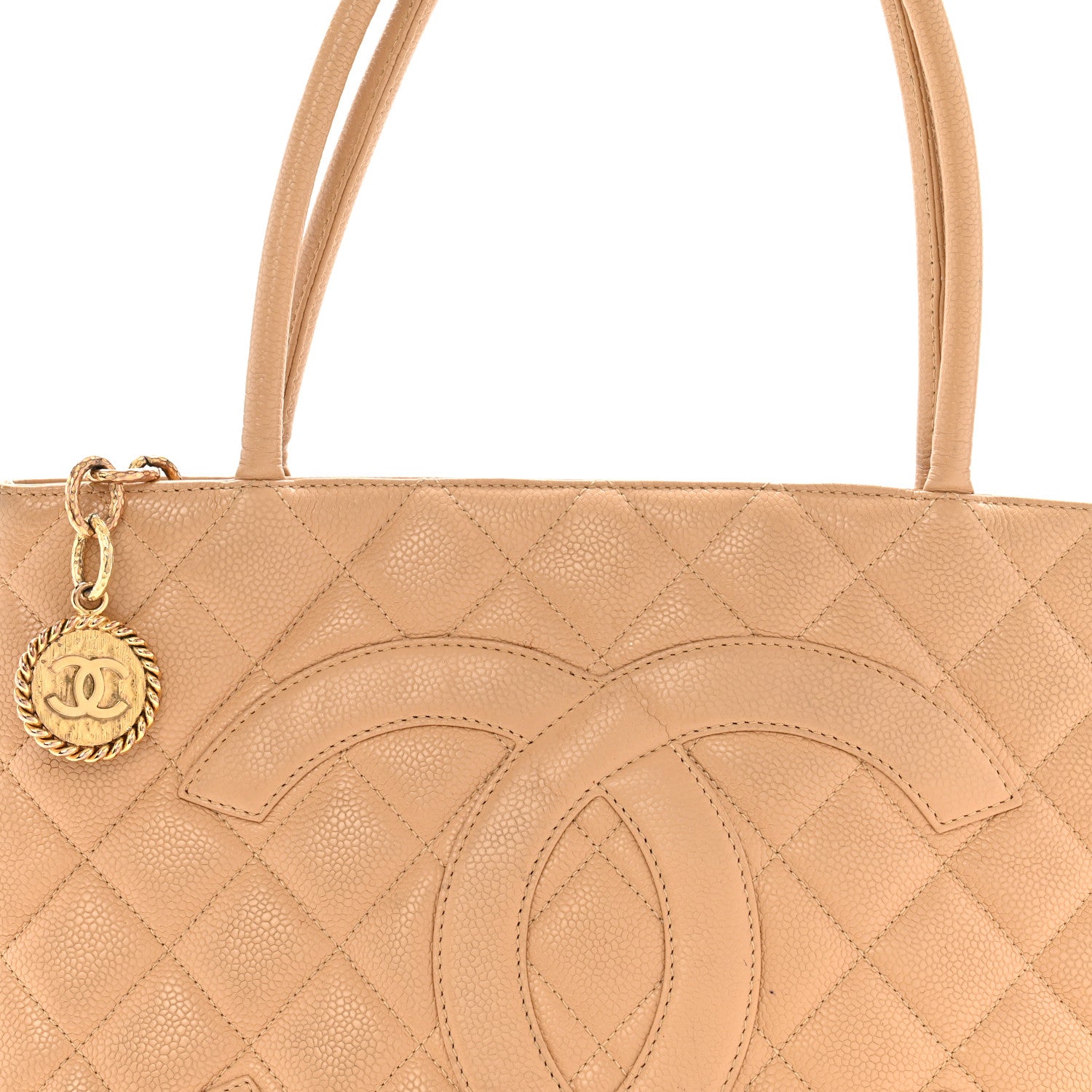 Chanel Caviar Quilted Medallion Tote Beige 8 of 13