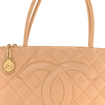 Chanel Caviar Quilted Medallion Tote Beige 8 of 13