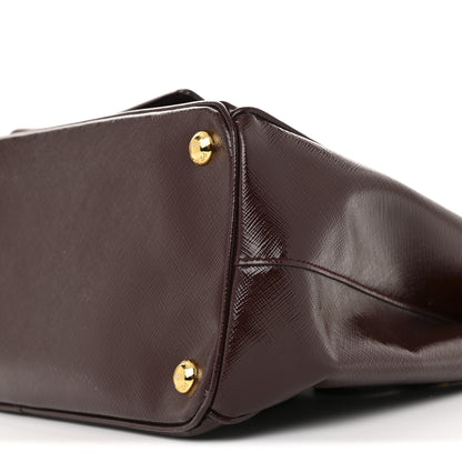 Prada Saffiano Vernice Galleria Front Pocket Tote Cherry 9 of 12