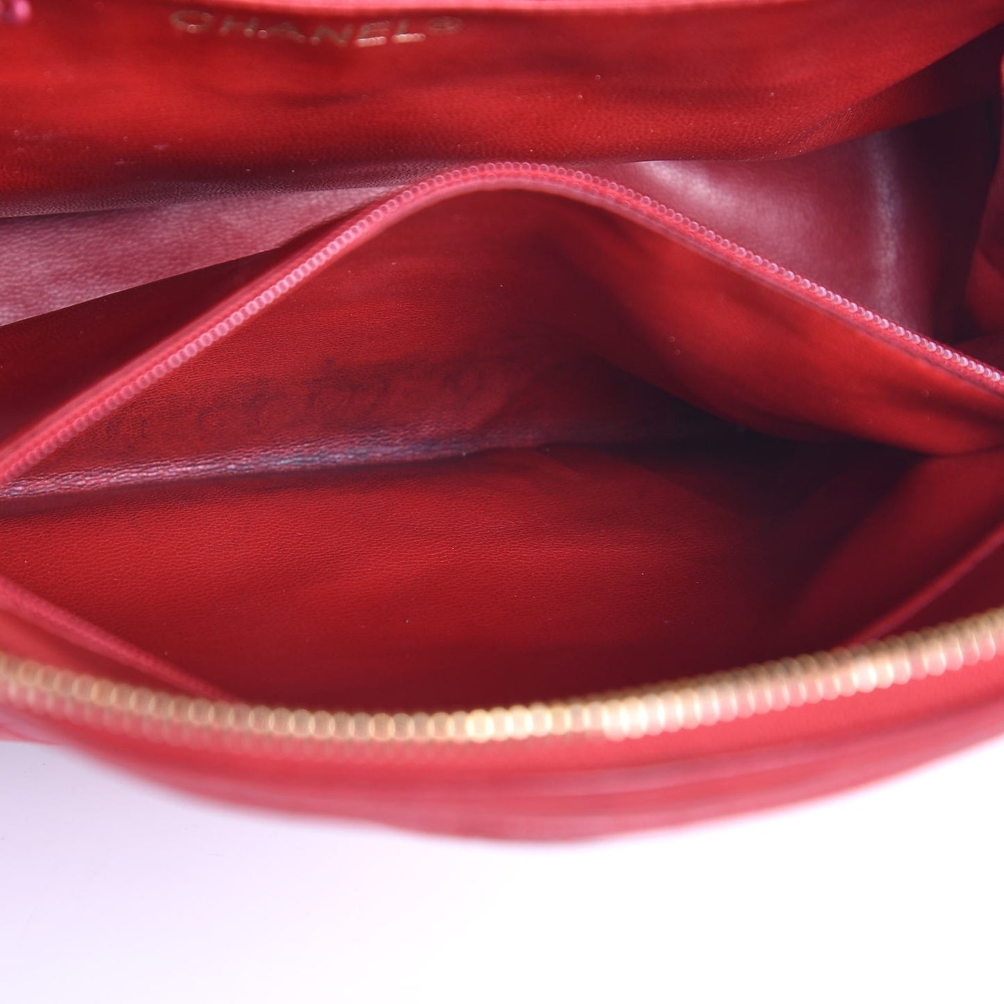 Lambskin Diamond Stitch Cosmetic Case Red
