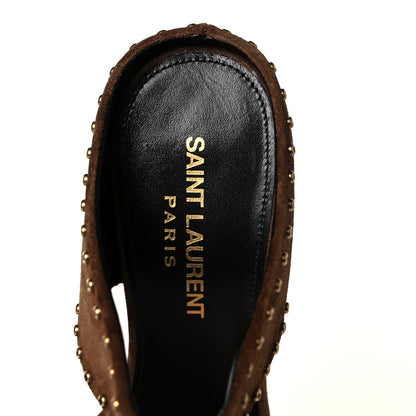 Saint Laurent Suede Mica Stud Mule Sandals 35 Brown 7 of 10