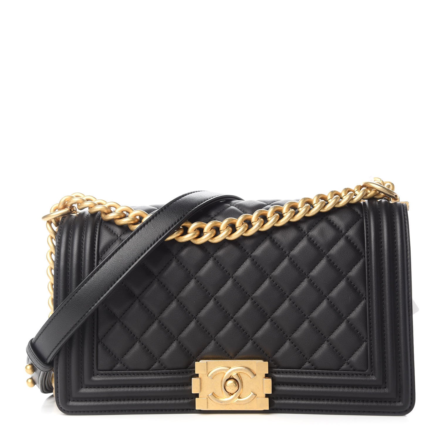 Chanel Lambskin Quilted Medium Boy Flap Black 1 of 8