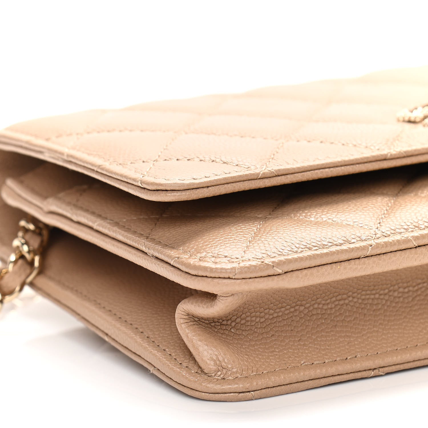 Chanel Caviar Quilted Crystal CC Wallet On Chain WOC Beige 10 of 12