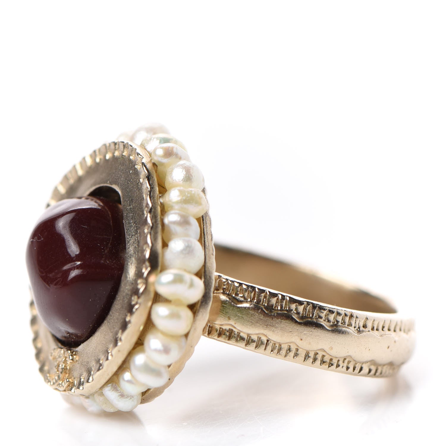 Chanel Gripoix Pearl Ring 49 5 Light Gold 3 of 5