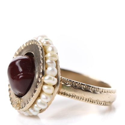 Chanel Gripoix Pearl Ring 49 5 Light Gold 3 of 5