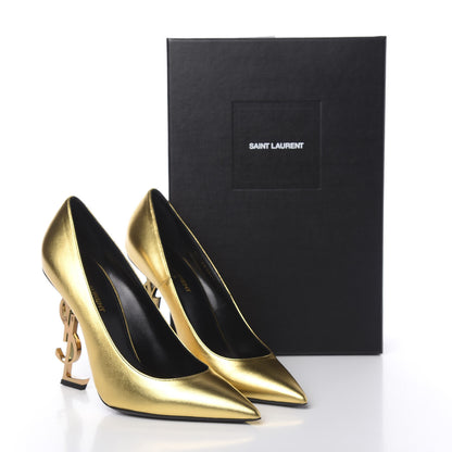 Saint Laurent Calfskin Opyum 100 Pumps 39 Gold 9 of 9