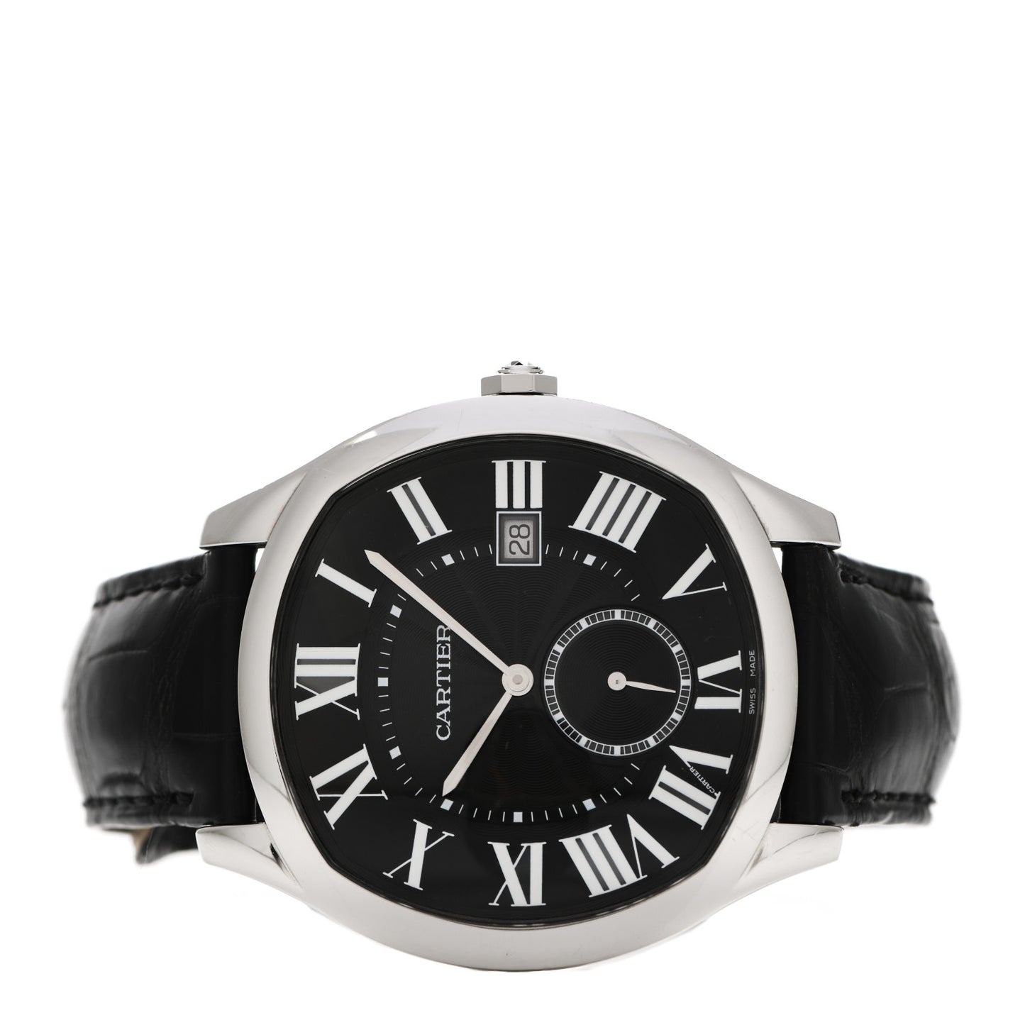 Stainless Steel Alligator 41mm Drive De Cartier Automatic Watch Black