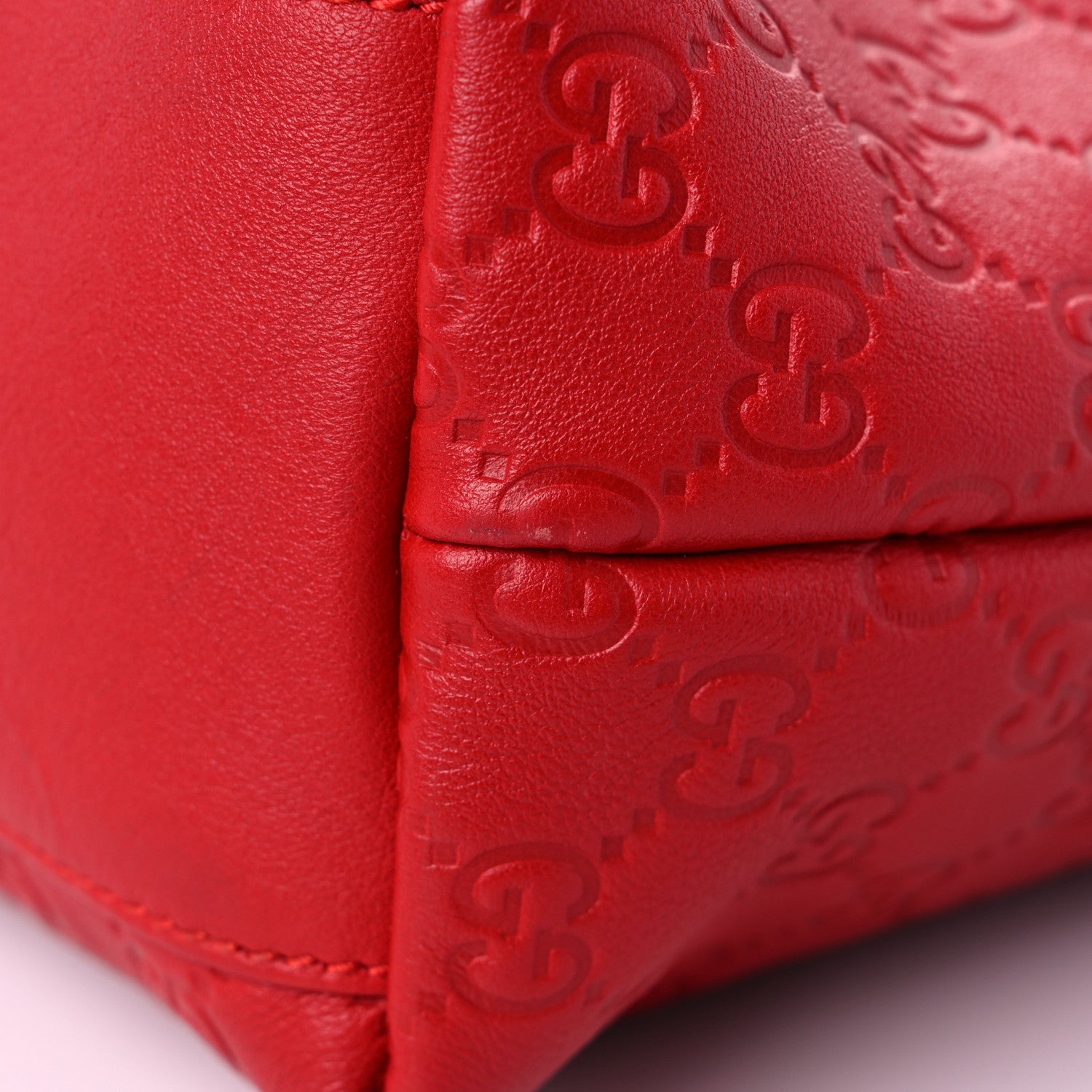 Gucci Guccissima Medium Zippered Shopping Tote Red 12 of 23