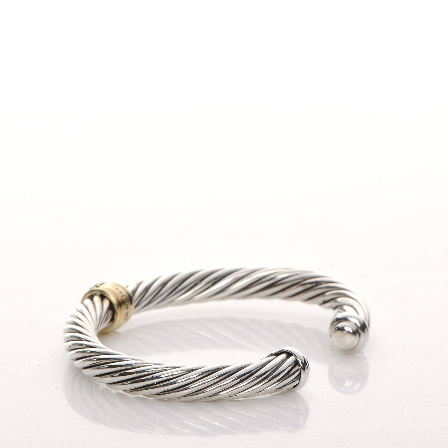 Sterling Silver 18K Yellow Gold Diamond 7mm Cable Classics Bracelet
