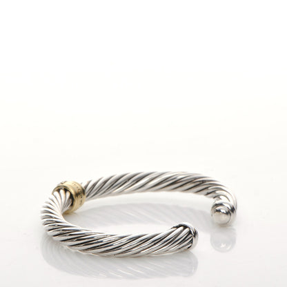 David Yurman Sterling Silver 18K Yellow Gold Diamond 7mm Cable Classics Bracelet 3 of 4