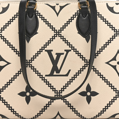 Louis Vuitton Empreinte Monogram Giant Broderies Onthego MM Cream Black 7 of 9