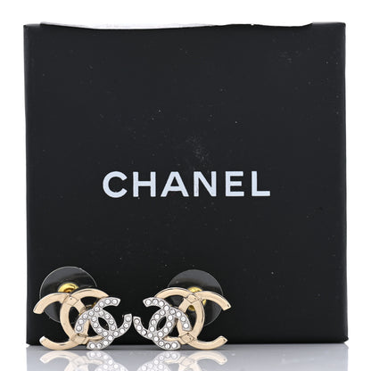 Chanel Crystal Double CC Earrings Gold Silver 5 of 5