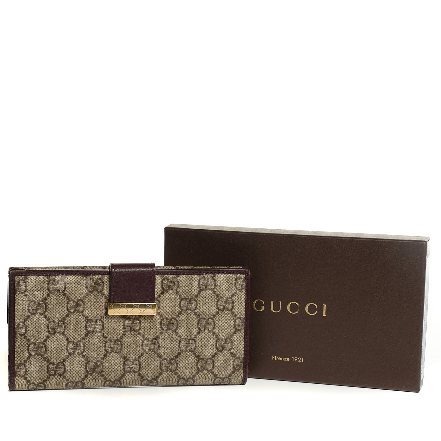 Gucci GG Plus Monogram Icon Bar Continental Wallet Bordeaux 5 of 8
