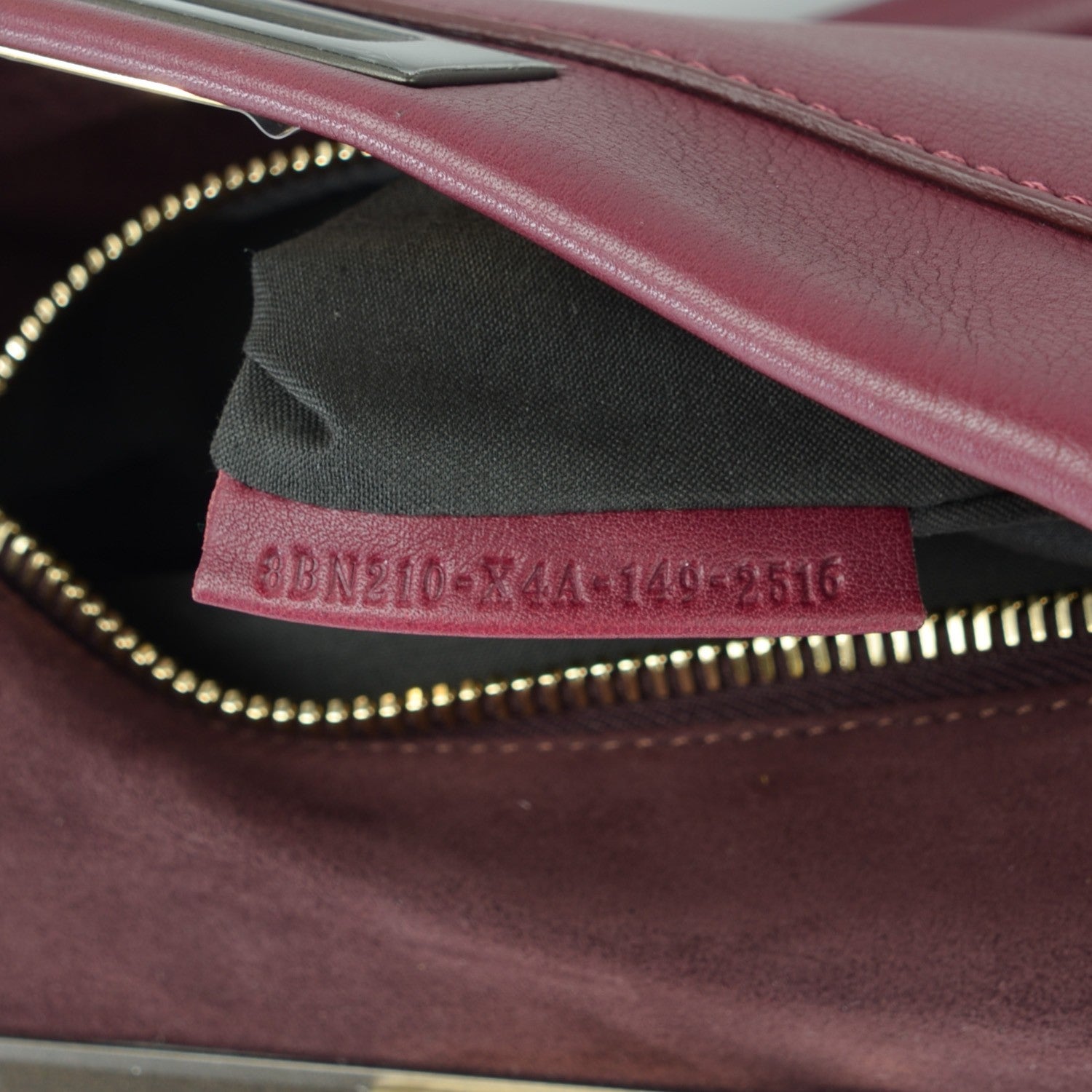 Fendi Vitello Dolce Marmol Large Peekaboo Iconic Satchel Bordeaux Graphite 12 of 12