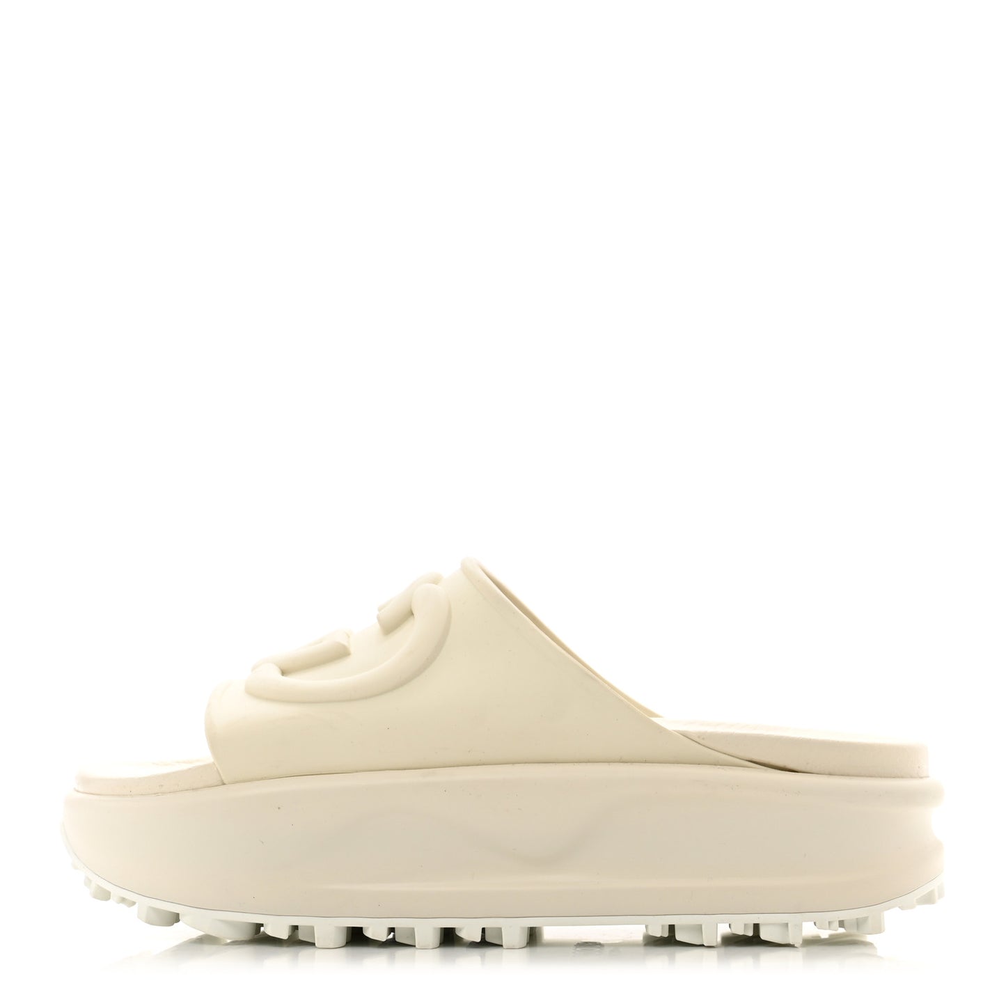 Soft Rubber Womens Interlocking G Platform 42mm Slide Sandals 36 Off White