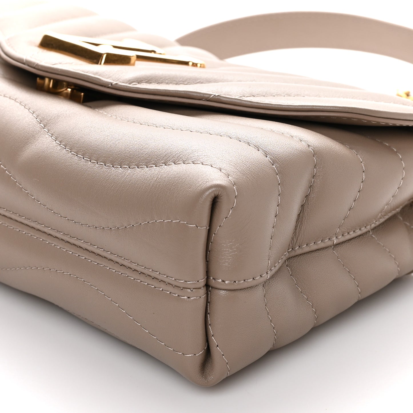 Calfskin LV New Wave Chain Bag Taupe