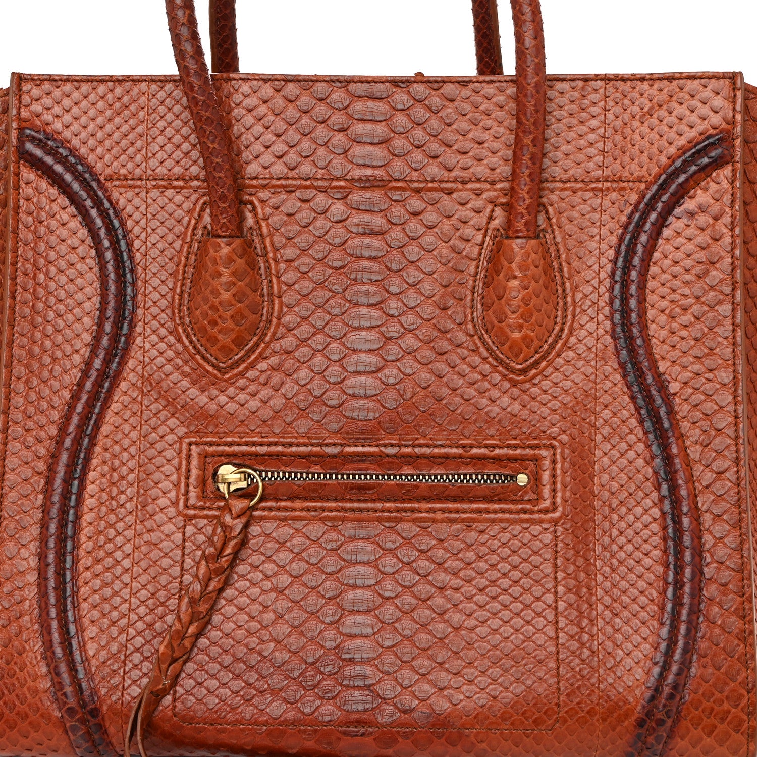 Celine Snakeskin Medium Phantom Luggage Chestnut 7 of 13