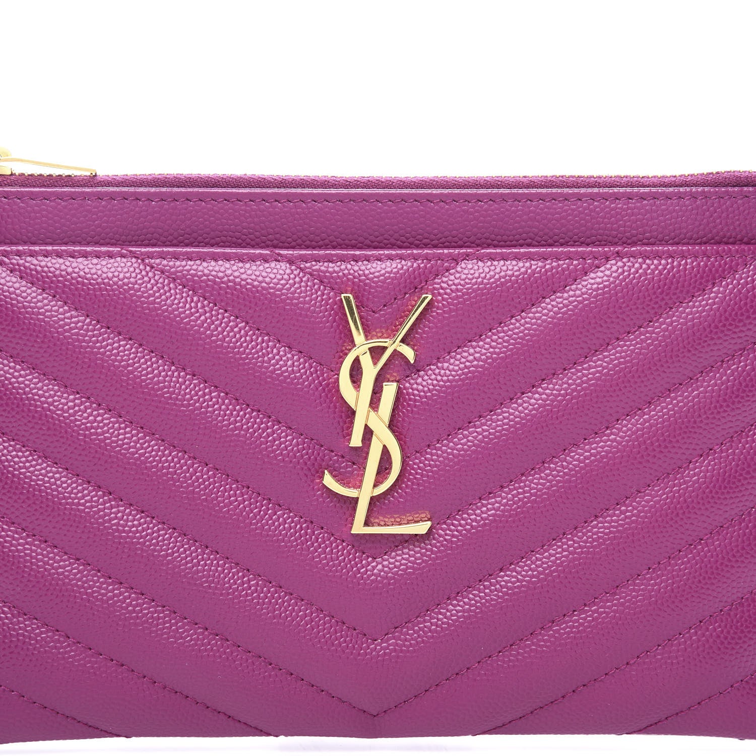 Saint Laurent Grain De Poudre Chevron Monogram Bill Pouch Dark Grape 9 of 10