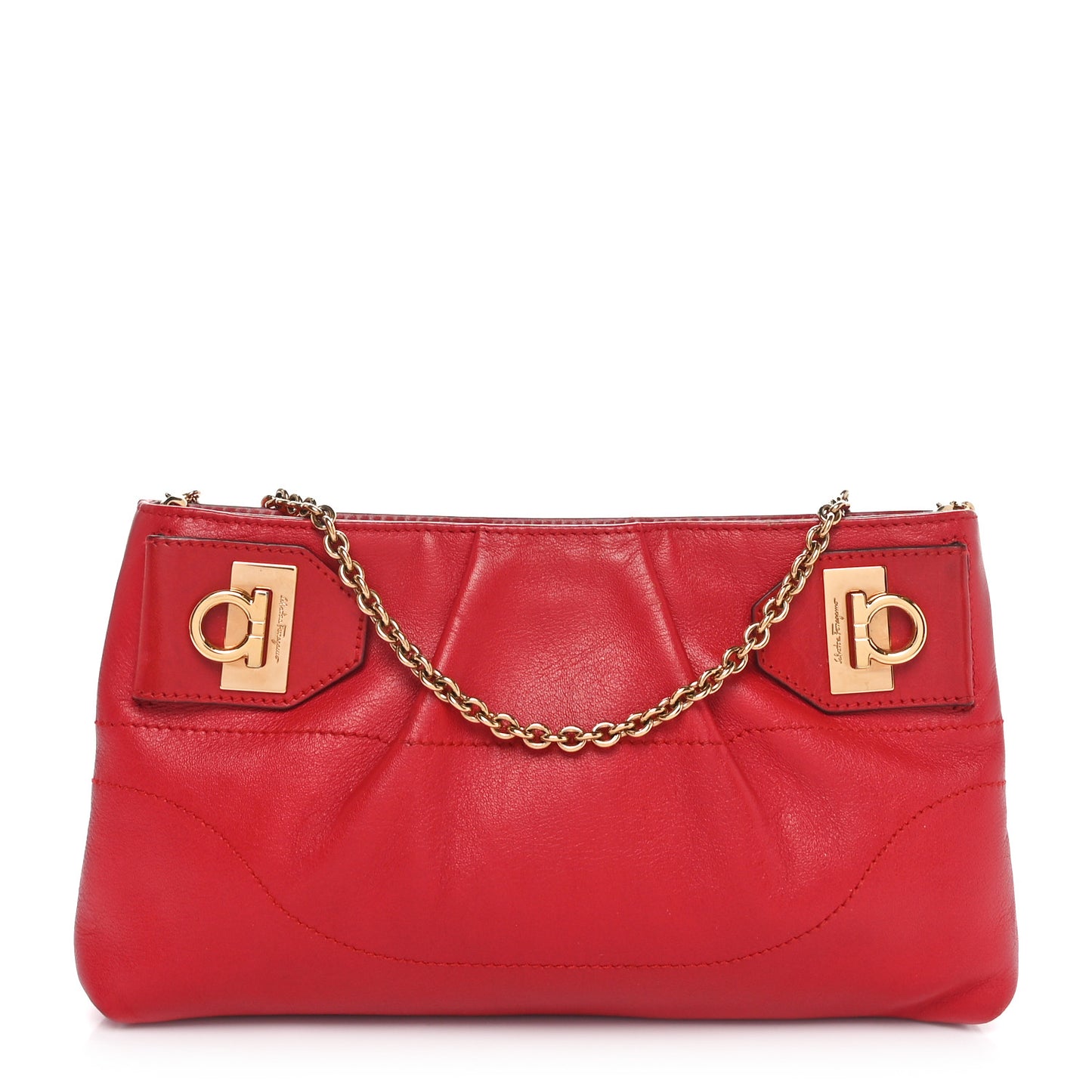 Calfskin Gancini Marsala Lineage Mini Chain Bag Red