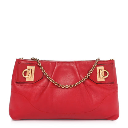 Salvatore Ferragamo Calfskin Gancini Marsala Lineage Mini Chain Bag Red 1 of 10