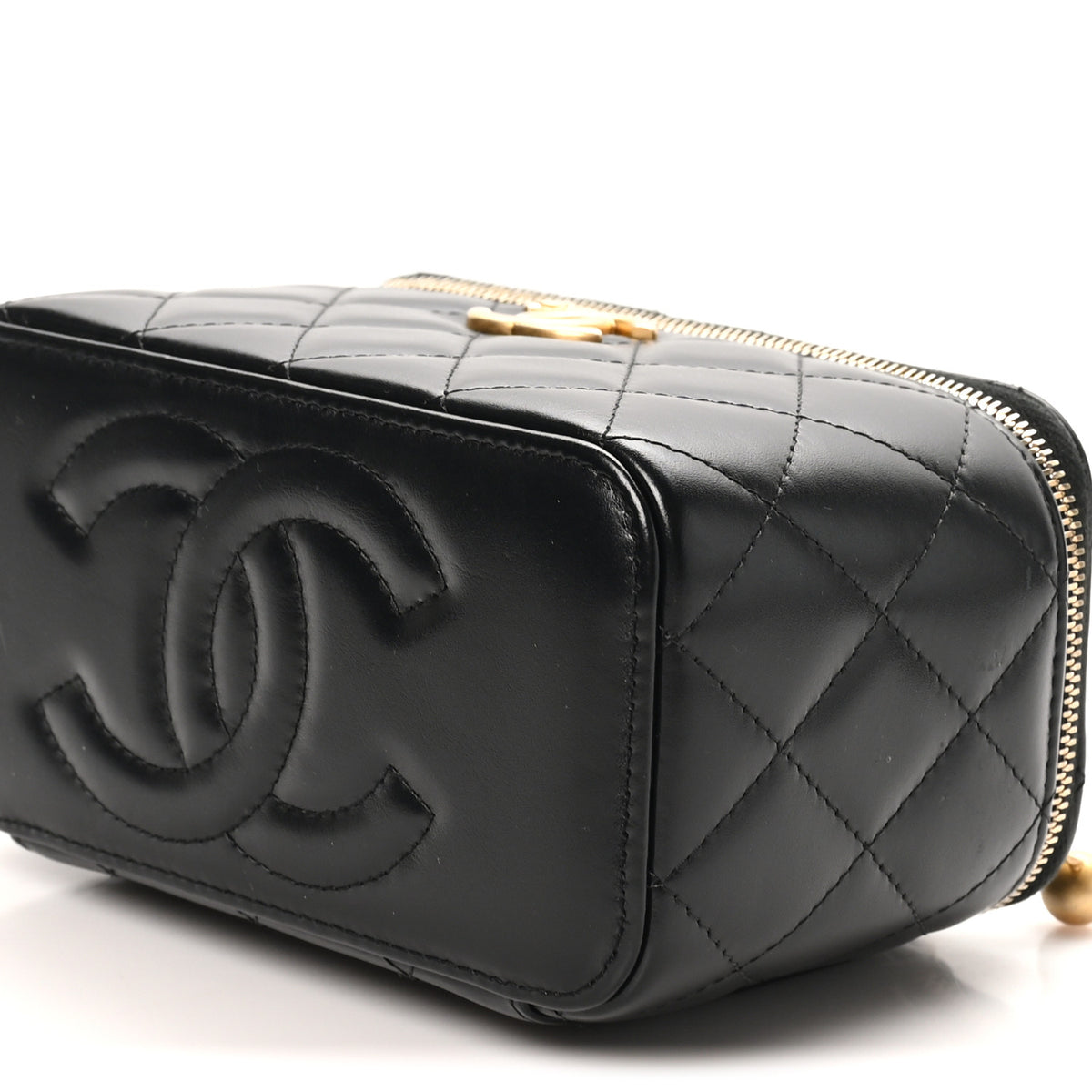 Chanel Calfskin Quilted Perfect Fit Vanity Case With Chain Black 9 of 12