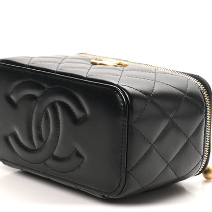 Chanel Calfskin Quilted Perfect Fit Vanity Case With Chain Black 9 of 12