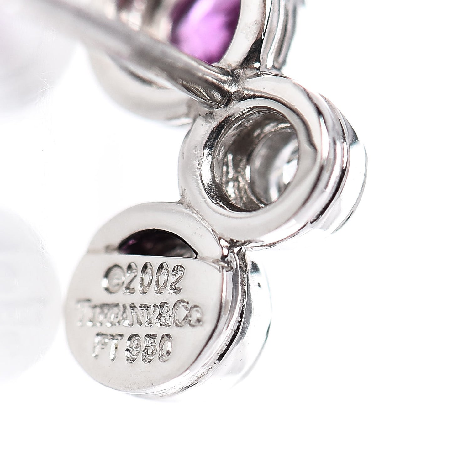 Platinum Diamond Pink Sapphire Bubbles Stud Earrings
