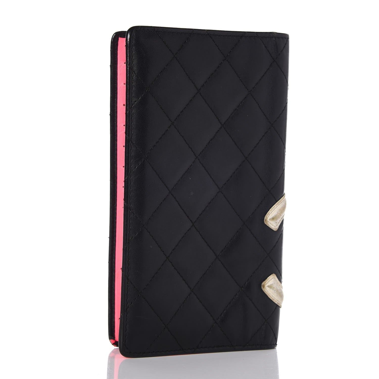 Chanel Calfskin Quilted Cambon Yen Wallet Black White 3 of 21