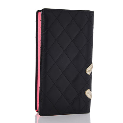 Chanel Calfskin Quilted Cambon Yen Wallet Black White 3 of 21
