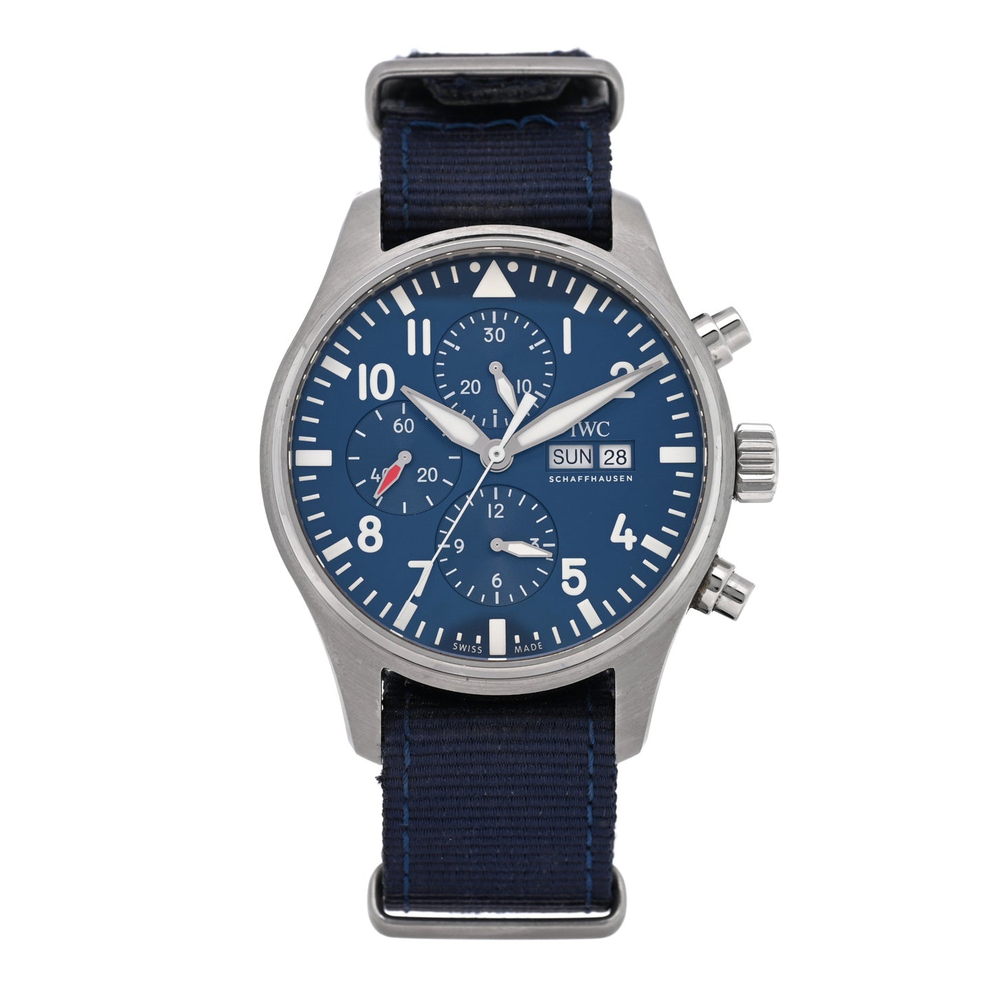 Stainless Steel Fabric 43mm Pilot "Le Petit Prince" Chronograph Automatic Watch Blue IW377714