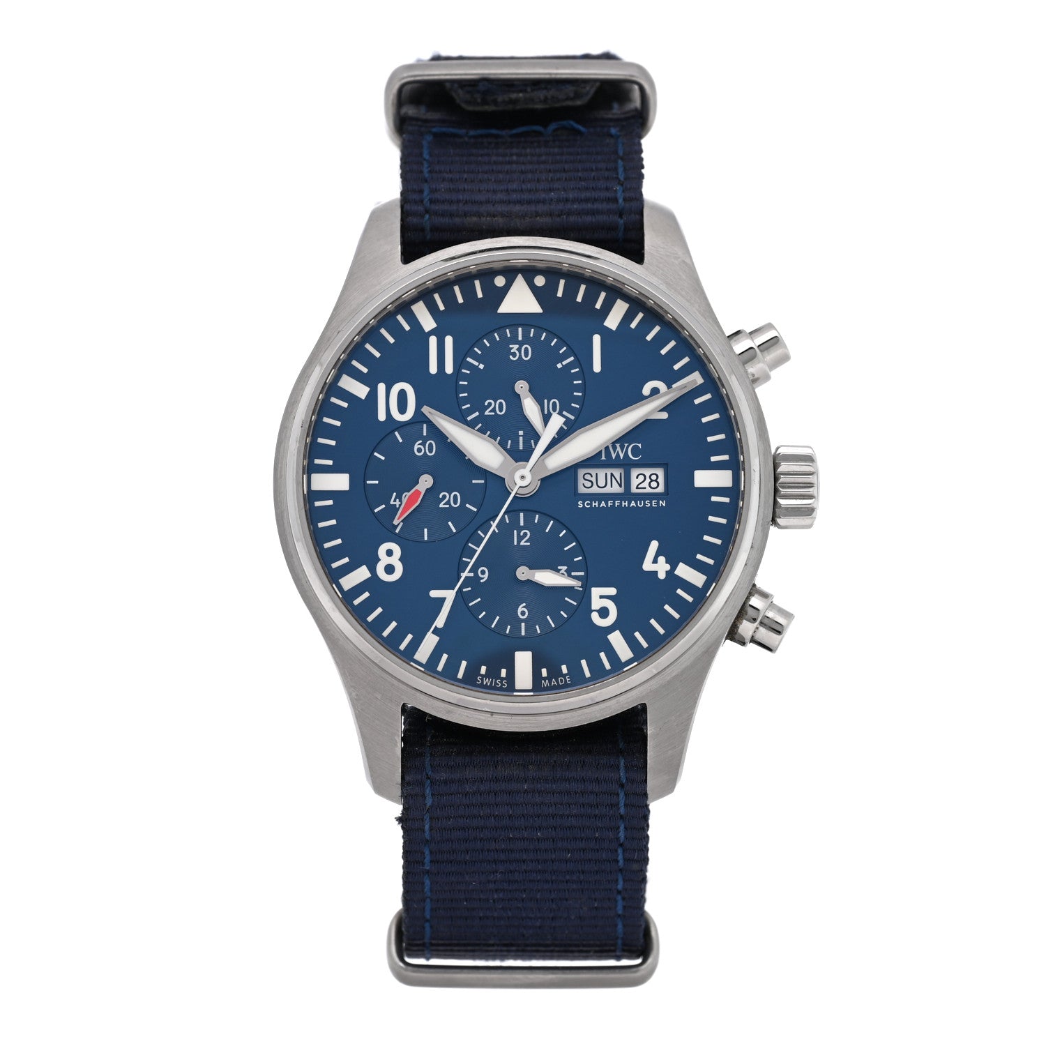 IWC Stainless Steel Fabric 43mm Pilot "Le Petit Prince" Chronograph Automatic Watch Blue IW377714 1 of 6