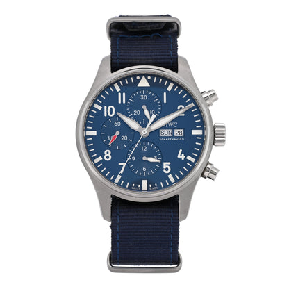 IWC Stainless Steel Fabric 43mm Pilot "Le Petit Prince" Chronograph Automatic Watch Blue IW377714 1 of 6