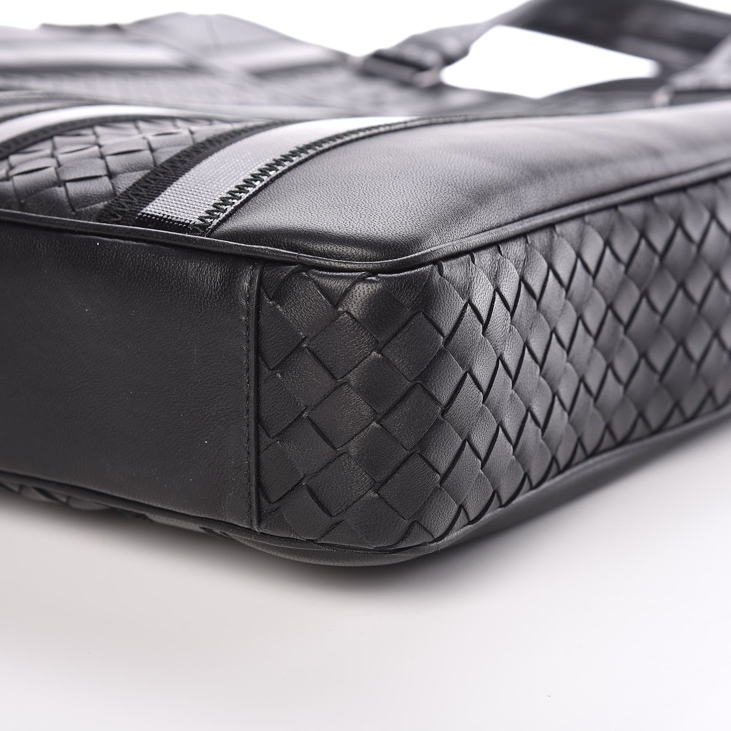 Bottega Veneta Nappa Tech Nylon Intrecciato Stripe Tote Black 6 of 10
