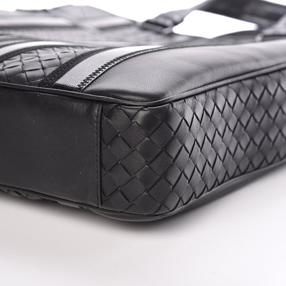 Bottega Veneta Nappa Tech Nylon Intrecciato Stripe Tote Black 6 of 10