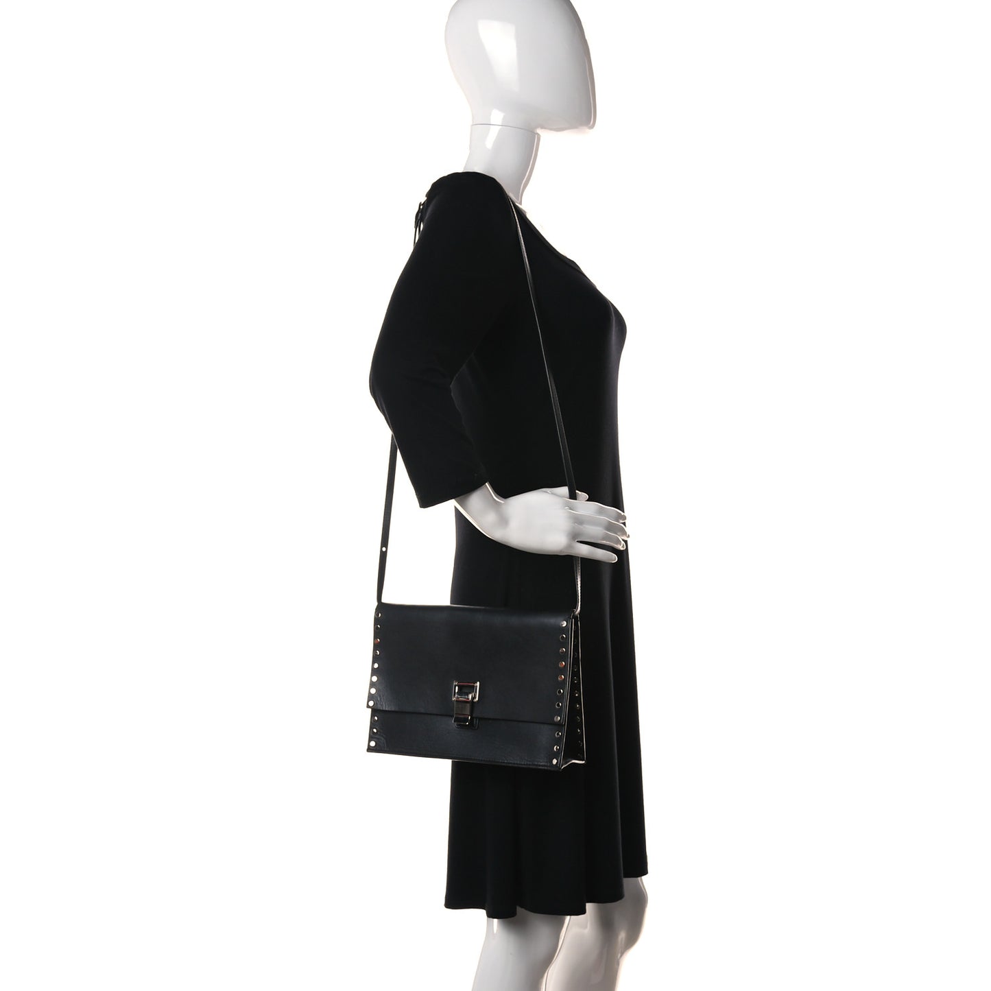 Calfskin Studded Small Lunch Bag Black