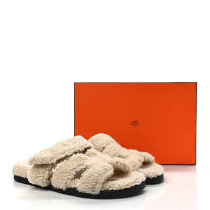 Hermes Woolskin Womens Chypre Sandals 39 Ecru 8 of 8