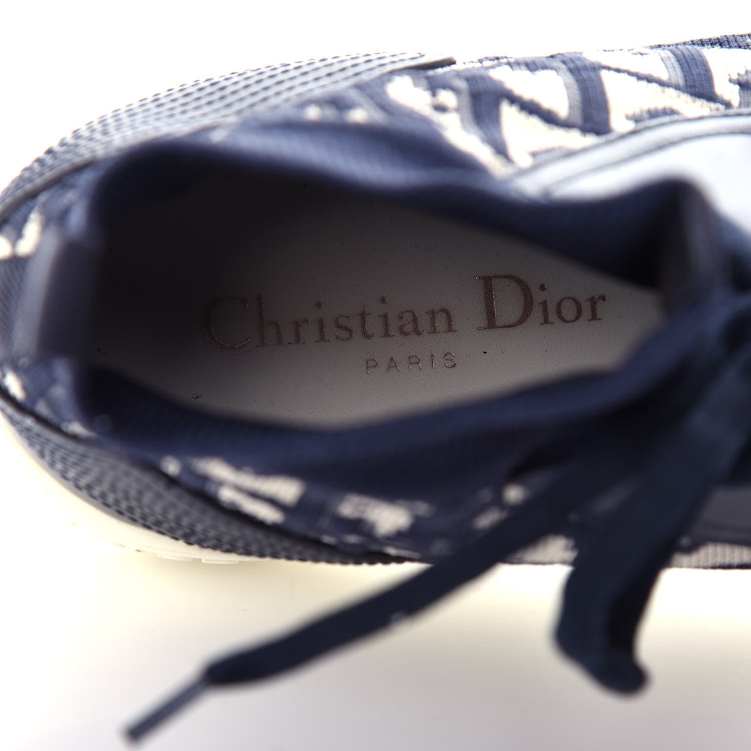 Christian Dior Technical Knit Calfskin Oblique Womens Walk'n Dior Mid Top Sneakers 39 Deep Blue 8 of 10