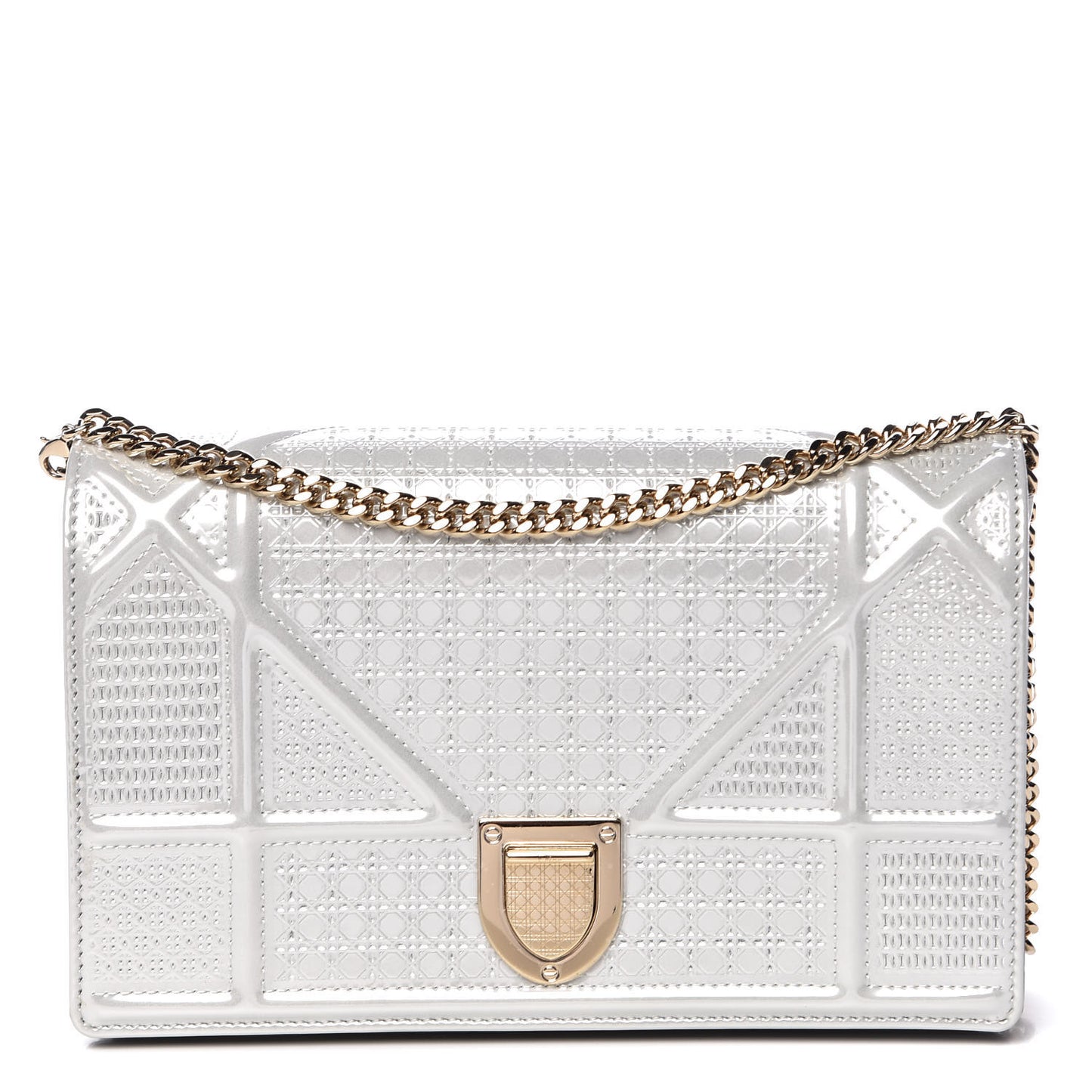 Patent Micro-Cannage Diorama Wallet on Chain Pouch White