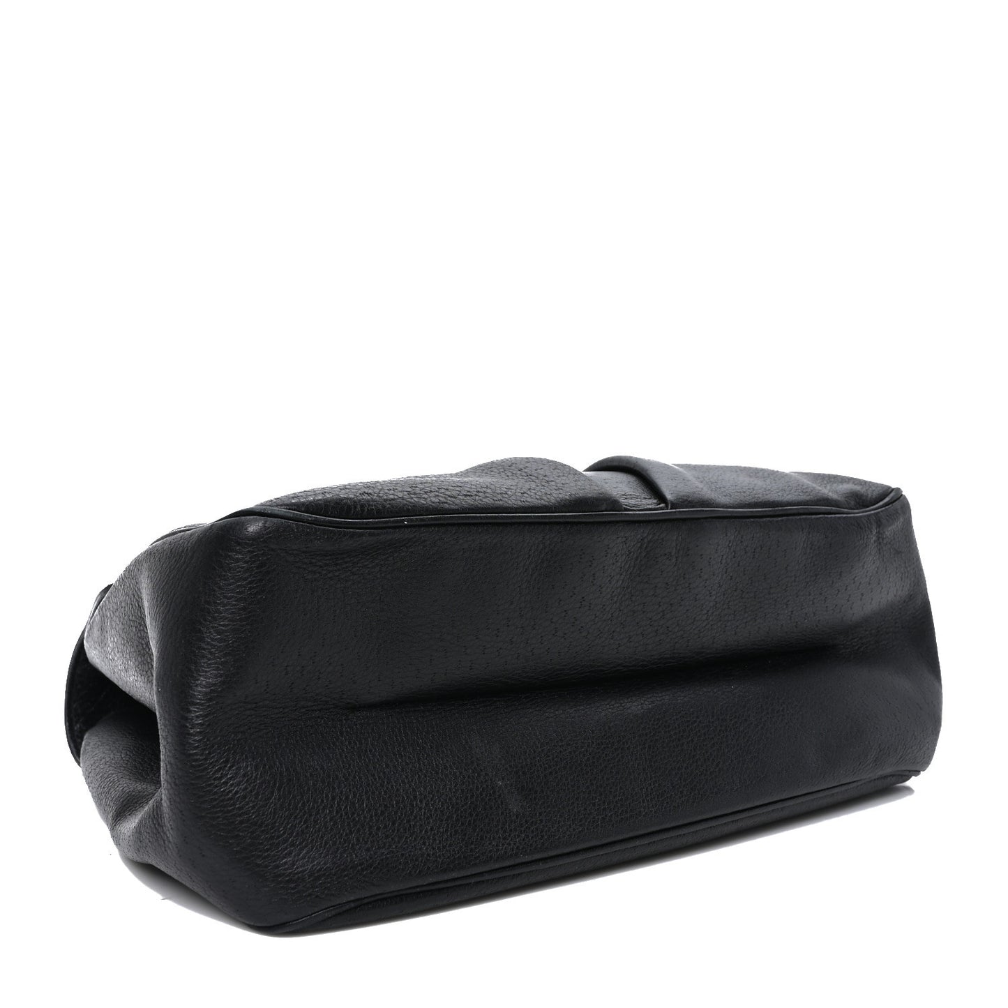 Calfskin Perforated Gancini Trifolio Top Handle Bag Black