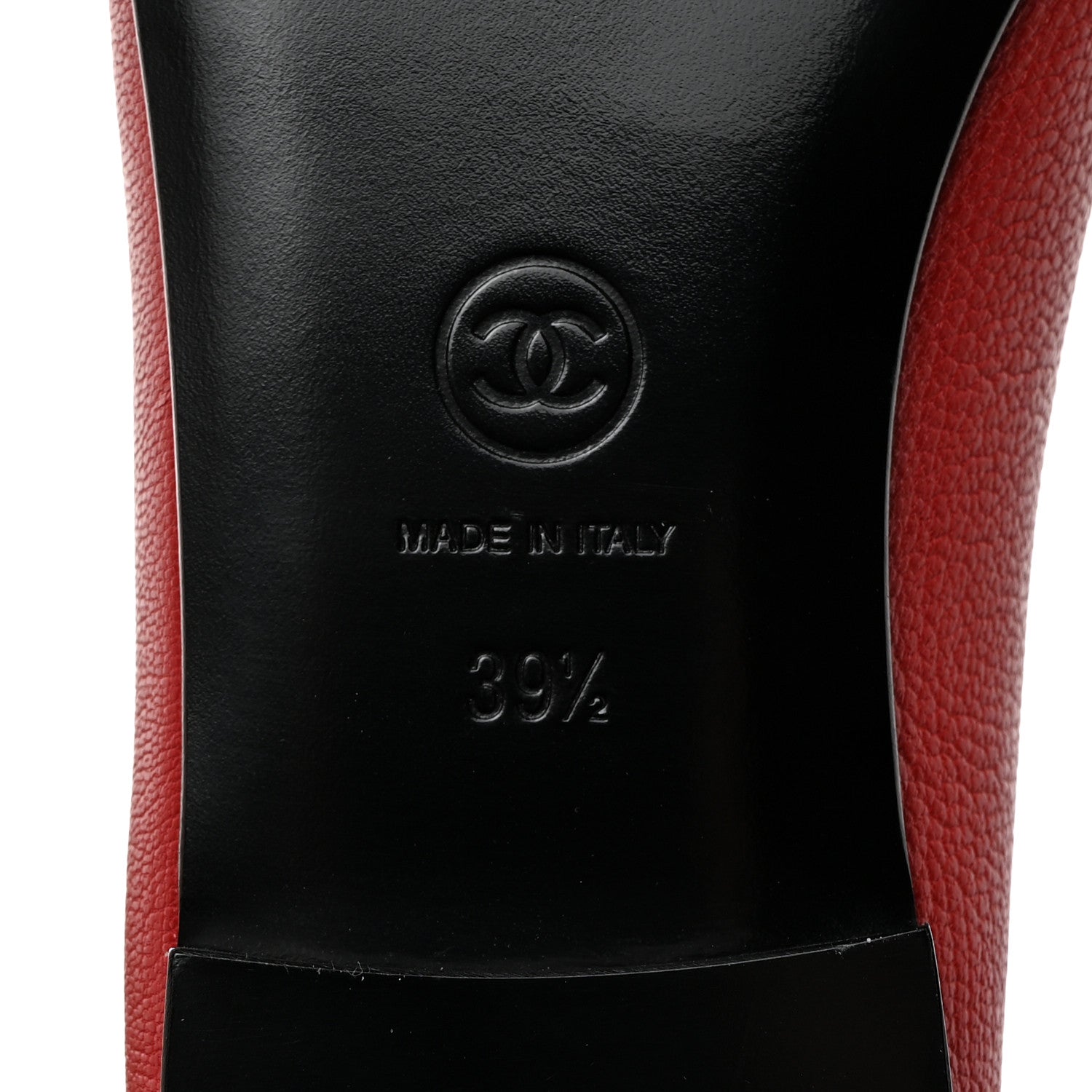 Chanel Goatskin Patent Cap Toe CC Ballerina Flats 39.5 Red 8 of 11