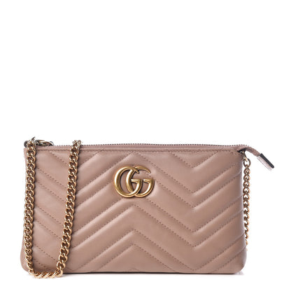 Gucci Calfskin Matelasse Mini GG Marmont Chain Bag Porcelain Rose 1 of 11
