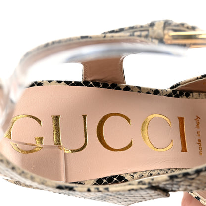 Gucci Calfskin Snakeskin Print Horsebit 40/135mm Platform Sandals 40.5 Beige Avana 8 of 10