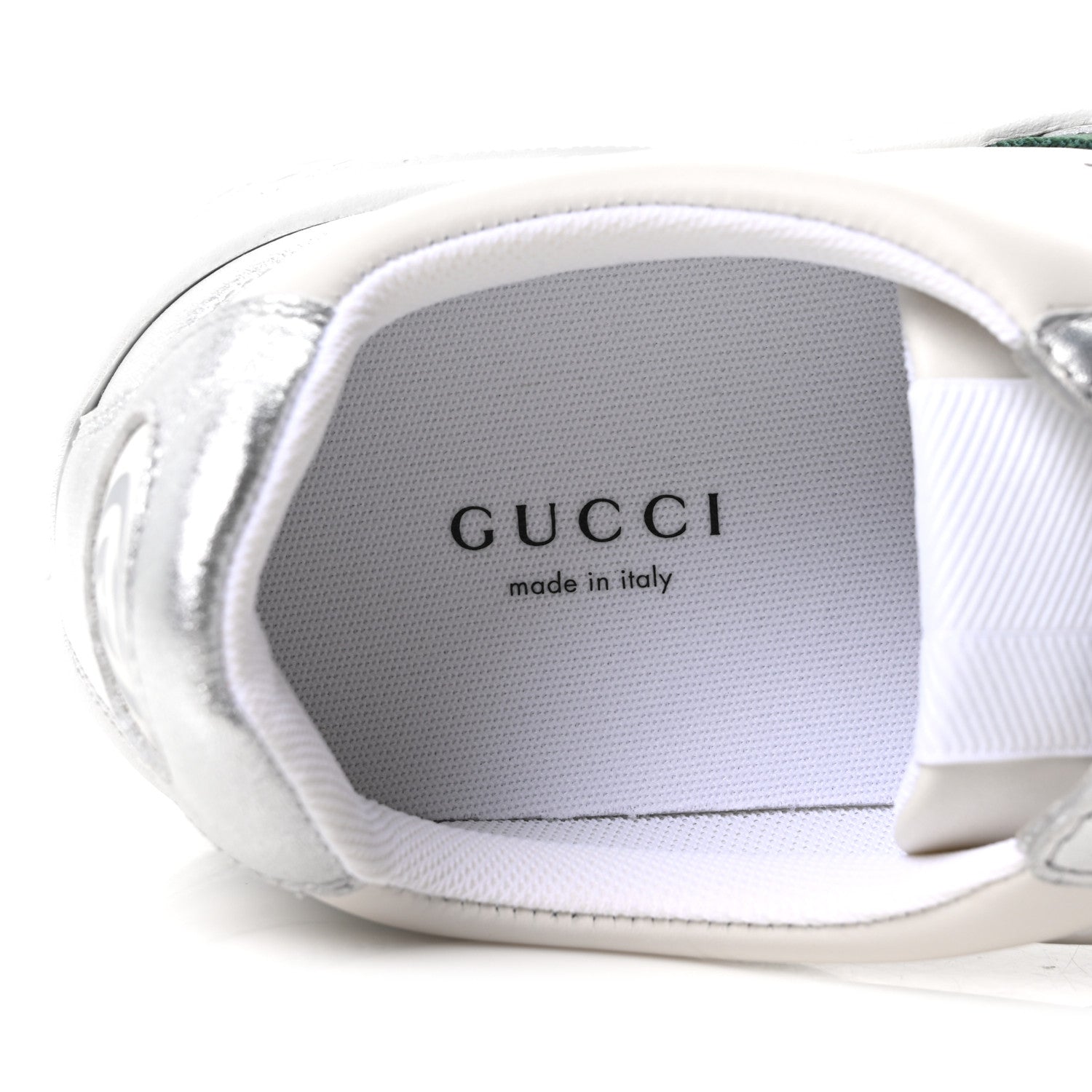 Gucci Metallic Nappa Web Womens Chunky Sneakers 38 Silver 8 of 10