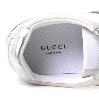 Gucci Metallic Nappa Web Womens Chunky Sneakers 38 Silver 8 of 10