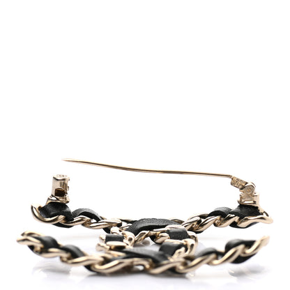 Chanel Lambskin Chain CC Brooch Black Gold 9 of 10