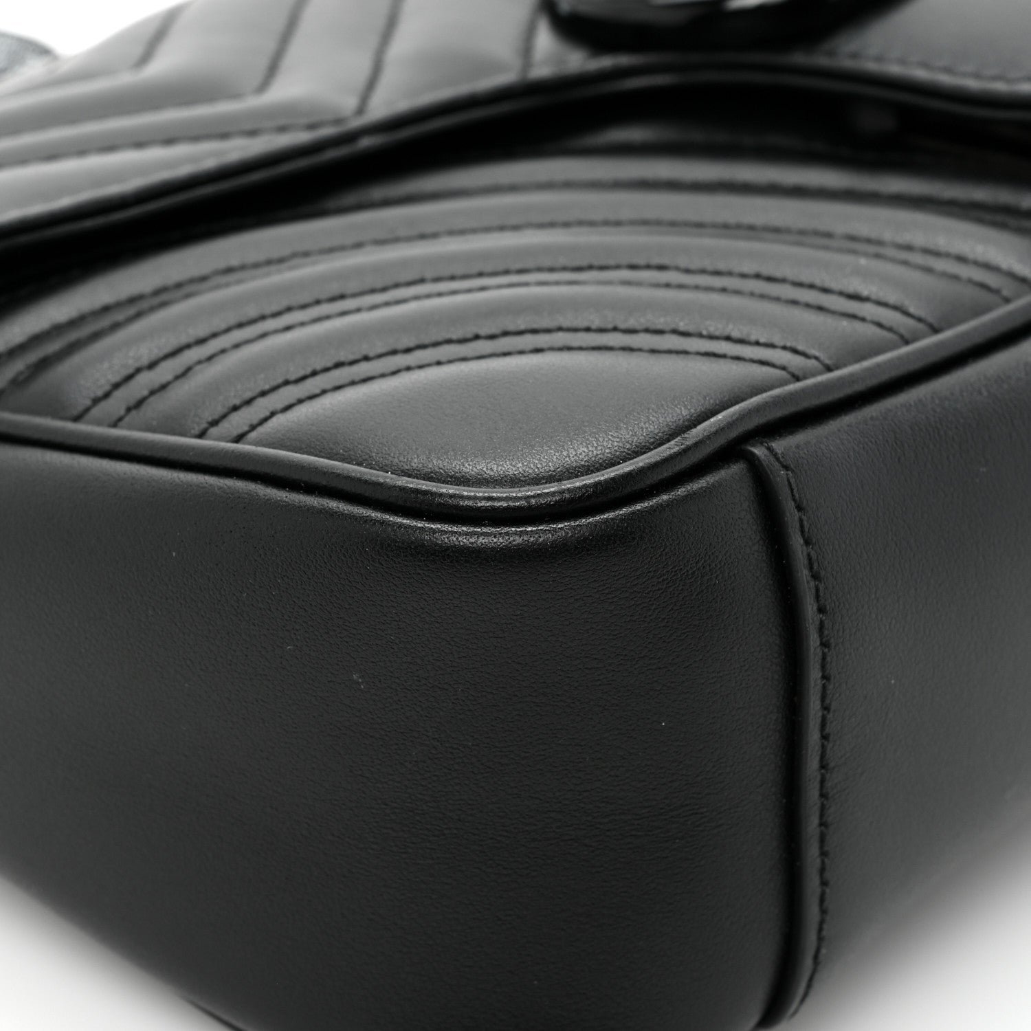 Gucci Calfskin Matelasse Monochrome Small GG Marmont Shoulder Bag Black 11 of 14