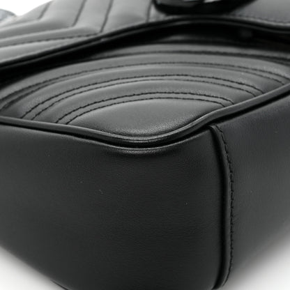 Gucci Calfskin Matelasse Monochrome Small GG Marmont Shoulder Bag Black 11 of 14