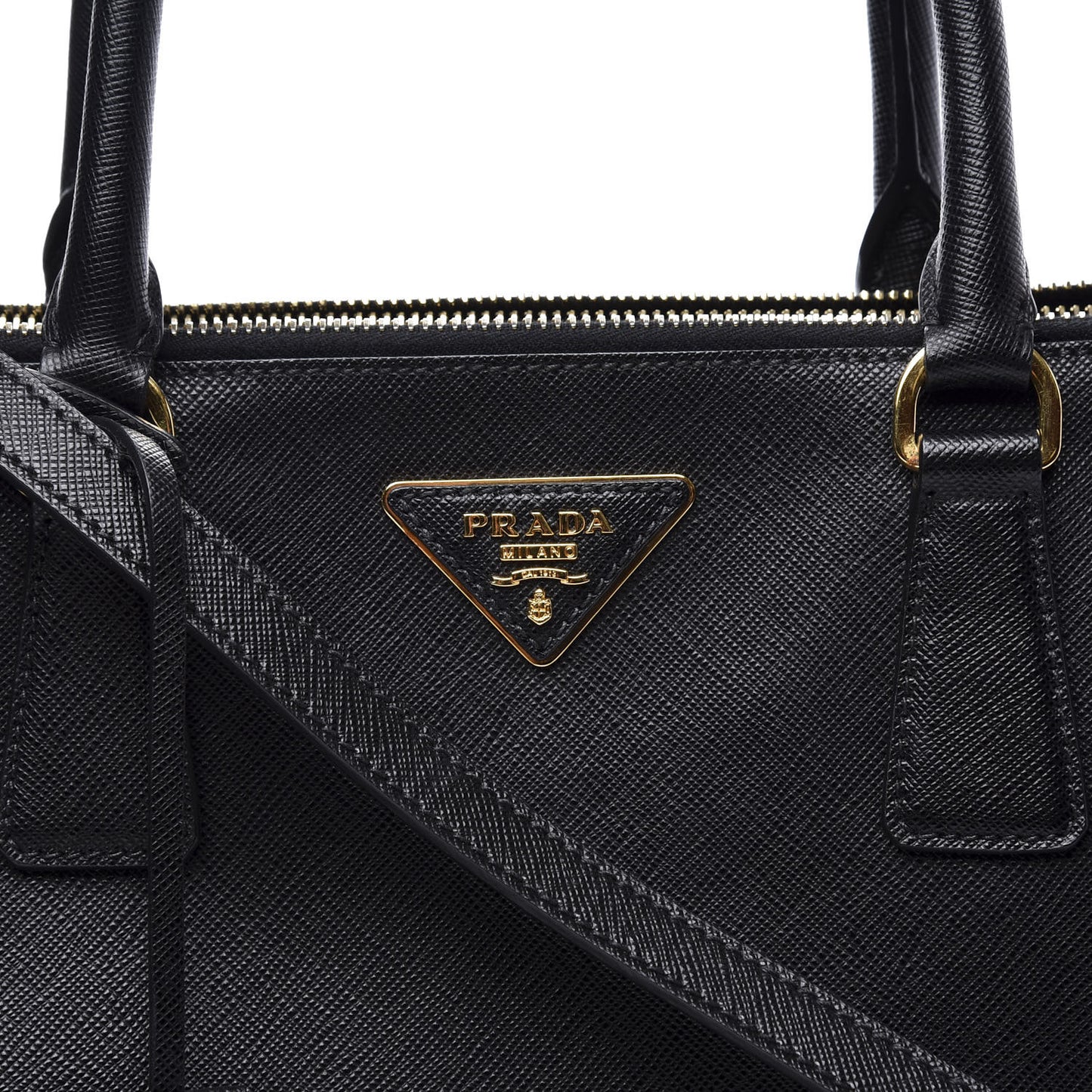 Saffiano Medium Galleria Double Zip Tote Black